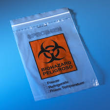 BIOHAZARD PLASTIC BAG FOR LAB SAMPLE 2 أكياس فتحتين لعينات المختبر