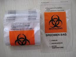 BIOHAZARD PLASTIC BAG FOR LAB SAMPLE 2 اكياس نقل عينات المختبر فتحتين بشعار